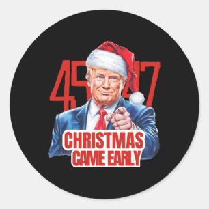 Weihnachten kam Early Funny Donald Trump Santa Cla Runder Aufkleber