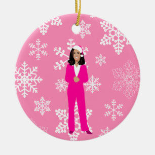 Weihnachten kamala harris santa eiskalt pink keramik ornament