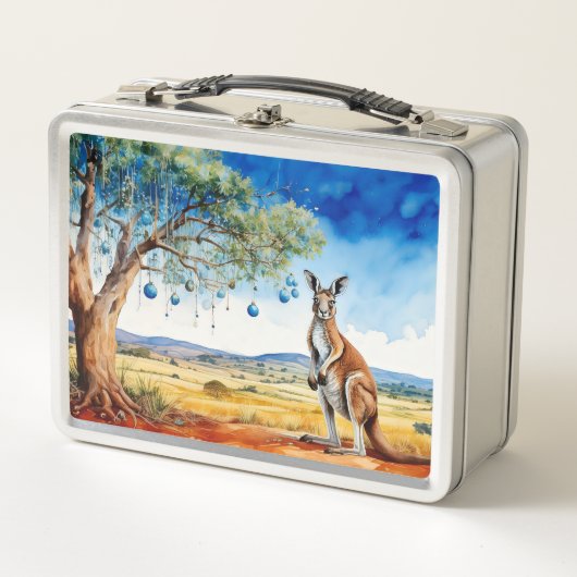 Weihnachten Kangaroo unter gumtree bunten Bauern Metall Brotdose (Vorderseite)