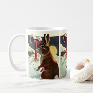 Weihnachten, Kaninchen in einer Winterschneewiese Kaffeetasse