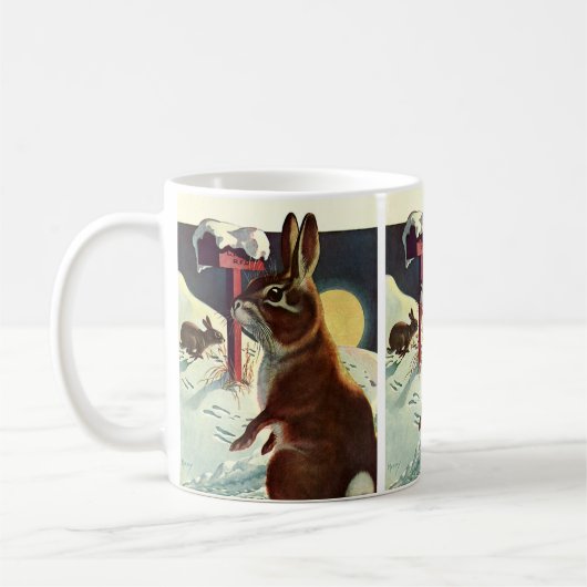 Weihnachten, Kaninchen in einer Winterschneewiese Kaffeetasse (Links)