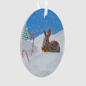 Weihnachten, Kaninchen, Schnee, Zuckerstangen Ornament (Vorderseite)