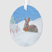 Weihnachten, Kaninchen, Schnee, Zuckerstangen Ornament (Vorderseite)