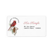 Weihnachten Kardinal, frohe Weihnachten Adressaufkleber (Vorne)