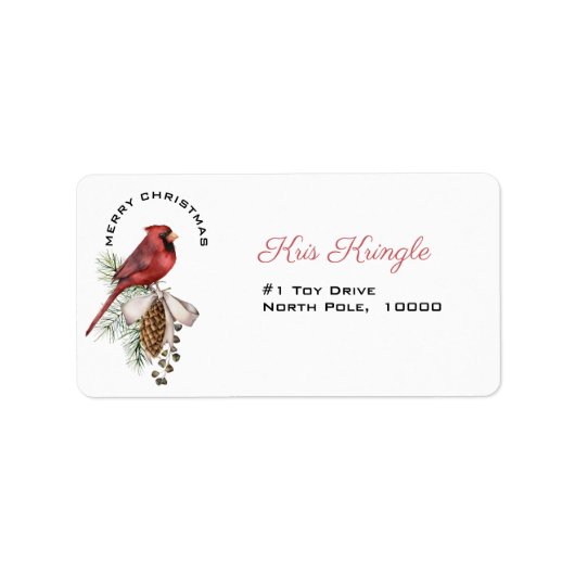 Weihnachten Kardinal, frohe Weihnachten Adressaufkleber (Vorne)
