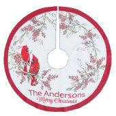 Weihnachten Kardinal gebürstet Polyester Tree Skir Polyester Weihnachtsbaumdecke (Vorderseite)