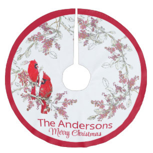 Weihnachten Kardinal gebürstet Polyester Tree Skir Polyester Weihnachtsbaumdecke