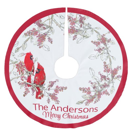 Weihnachten Kardinal gebürstet Polyester Tree Skir Weihnachtsbaumdecke (Vorderseite)