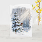 Weihnachten Kardinal im Winter Pine Tree Karte (Gelbe Blume)