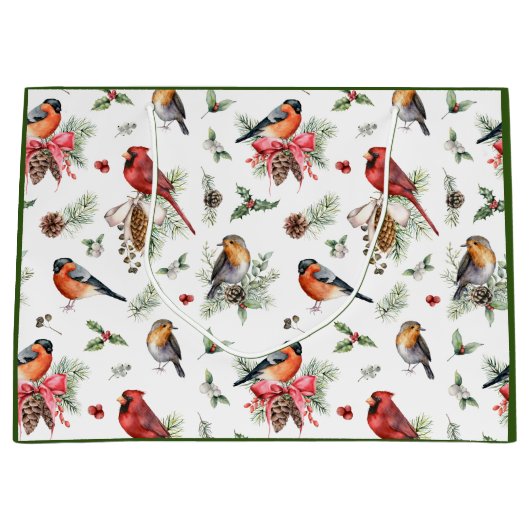 Weihnachten Kardinal Pinecones Große Geschenktüte (Vorderseite)