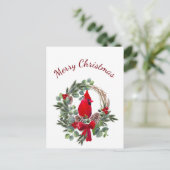 Weihnachten Kardinal Roter Bird Wasserfarbe Natur  Postkarte (Stehend Vorderseite)