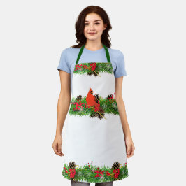 Weihnachten Kardinal und Feiertage Grün / Weiß Schürze