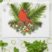Weihnachten Kardinal und Grün Geschirrtuch (Gefaltet)