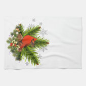 Weihnachten Kardinal und Grün Geschirrtuch (Horizontal)