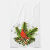 Weihnachten Kardinal und Grün Geschirrtuch (Vertikal)