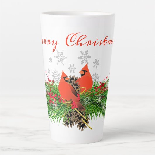 Weihnachten Kardinal und Grün Latte Tasse (Vorderseite)