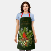 Weihnachten Kardinal und Grün Urlaub Schürze (Getragen)