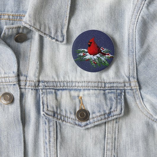 WEIHNACHTEN: KARDINAL: VOGEL: KUNST BUTTON (Beispiel)