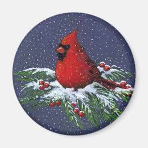 WEIHNACHTEN: KARDINAL: VOGEL: KUNST MAGNET