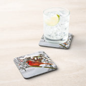 Weihnachten, Kardinals-Vogel, Schnee, Getränkeuntersetzer (Rechte Seite)