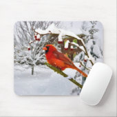 Weihnachten, Kardinals-Vogel, Schnee, Mousepad (Mit Mouse)