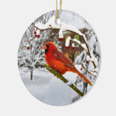 Weihnachten, Kardinals-Vogel, Schnee, Verzierung Keramik Ornament (Links)