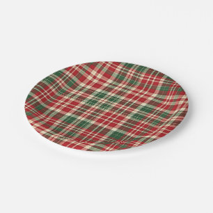 Weihnachten Kariert 01-PAPER-TELLER Pappteller