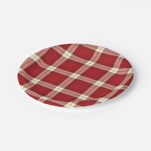 Weihnachten Kariert 02-PAPER-TELLER Pappteller (Schrägansicht)