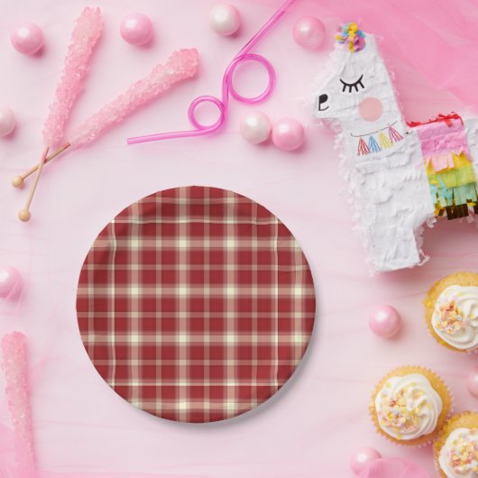 Weihnachten Kariert 10-PAPIERTELLER Pappteller (Party)