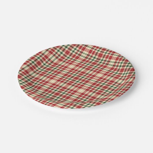 Weihnachten Kariert 18-PAPIERTELLER Pappteller (Schrägansicht)