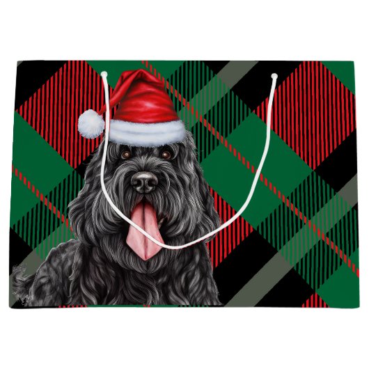 Weihnachten Kariert Black Russian Terrier Dog Holi Große Geschenktüte (Vorderseite)