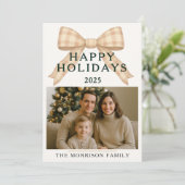 Weihnachten Kariert Coquette Foto Ferienwohnung Einladung (Stehend Vorderseite)