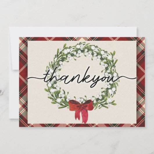 Weihnachten Kariert Dankeschön Dankeskarte (Vorderseite)