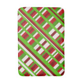 Weihnachten Kariert Diagonal in Rot, Grün und Weiß Badematte (Vorderseite Vertikal)