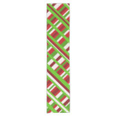 Weihnachten Kariert Diagonal in Rot, Grün und Weiß Kurzer Tischläufer (Vorderseite)