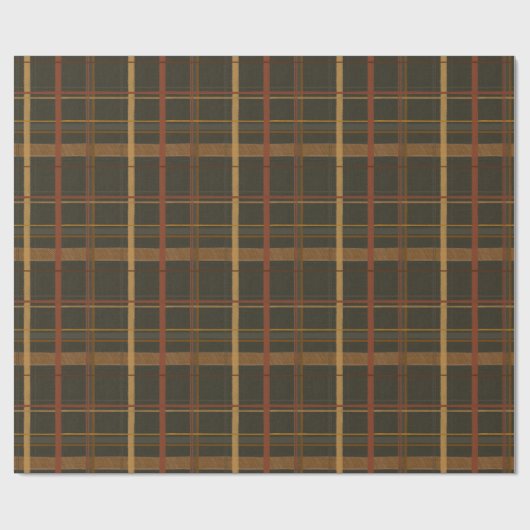 Weihnachten | KARIERT | Dunkelgrün, rot, Gold Geschenkpapier (Flach)