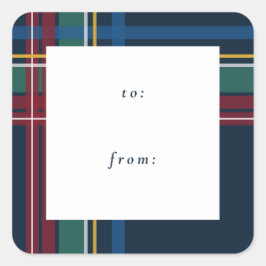 Weihnachten kariert, einfach zum Feierabend Quadratischer Aufkleber