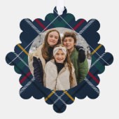 Weihnachten kariert, einfach zwei Foto Urlaub Ornament Karte (Rückseite)