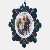 Weihnachten kariert, einfach zwei Foto Urlaub Ornament Karte (Linke Ecke)