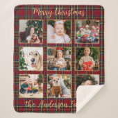 Weihnachten Kariert Gold Custom Foto Collage Sherpadecke (Vorderseite)