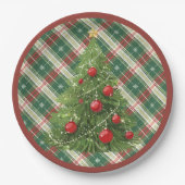 Weihnachten Kariert grün, weiß, rot Pappteller (Vorderseite)