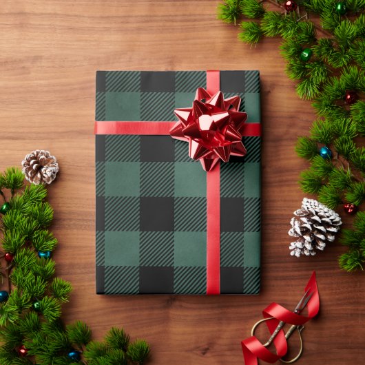 Weihnachten Kariert Grün Winter Flannel Rustikal Geschenkpapier (Feiertagsgeschenk)