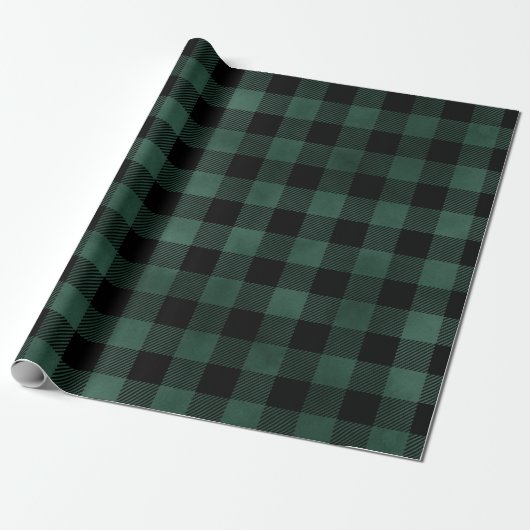 Weihnachten Kariert Grün Winter Flannel Rustikal Geschenkpapier (Ungerollt)