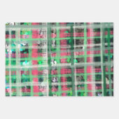 Weihnachten kariert-grüne graue Glitzer-Sequenzen Geschenkpapier Set (Vorderseite 3)