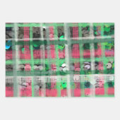 Weihnachten kariert-grüne graue Glitzer-Sequenzen Geschenkpapier Set (Vorderseite 2)