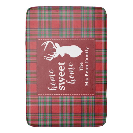 Weihnachten Kariert Holiday Zuhause Sweet MacBean Badematte (Vorderseite Vertikal)