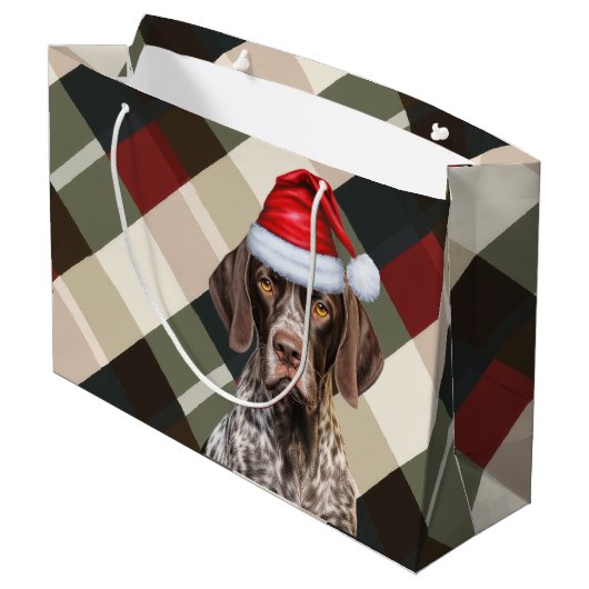 Weihnachten Kariert Kurzhaar Zeiger Hund Lover Große Geschenktüte (Rückseite Schrägansicht)