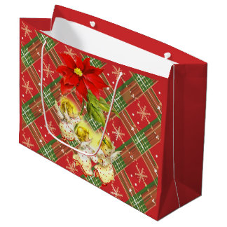 Weihnachten Kariert mit Engeln Große Geschenktüte