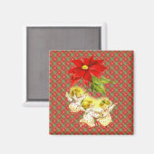 Weihnachten Kariert mit Engeln Magnet (Vorderseite/Rückseite)