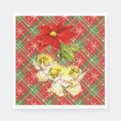 Weihnachten Kariert mit Engeln Serviette (Vorderseite)